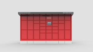 Neumaier Paketstation für die sichere und kontaktlose Zustellung, Versendung und Übergabe von Paketen und Waren.